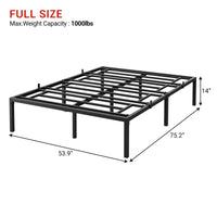 Garvee Full Size Bed Frame with Steel Slat Support, 14 Inch Heavy Duty Metal Platform Full Bed Frame, Easy Assembly, Ample Storage Space, Noise-Free Design, Black