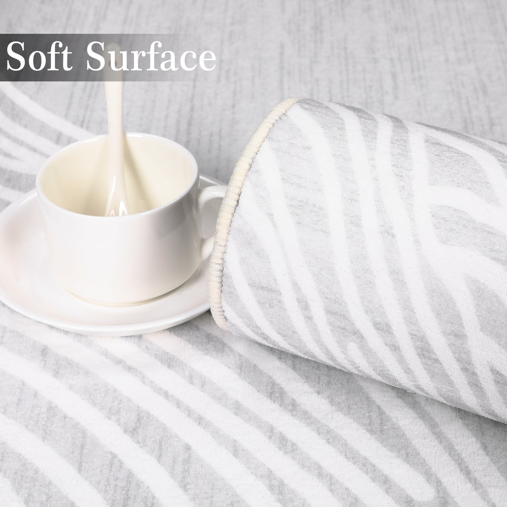 Garvee Modern Light Grey 9x12 Geometric Area Rug, Washable Non Slip Stain Resistant Carpet for Living Room Bedroom Office Dining