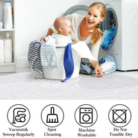 Garvee Modern Light Grey 9x12 Geometric Area Rug, Washable Non Slip Stain Resistant Carpet for Living Room Bedroom Office Dining