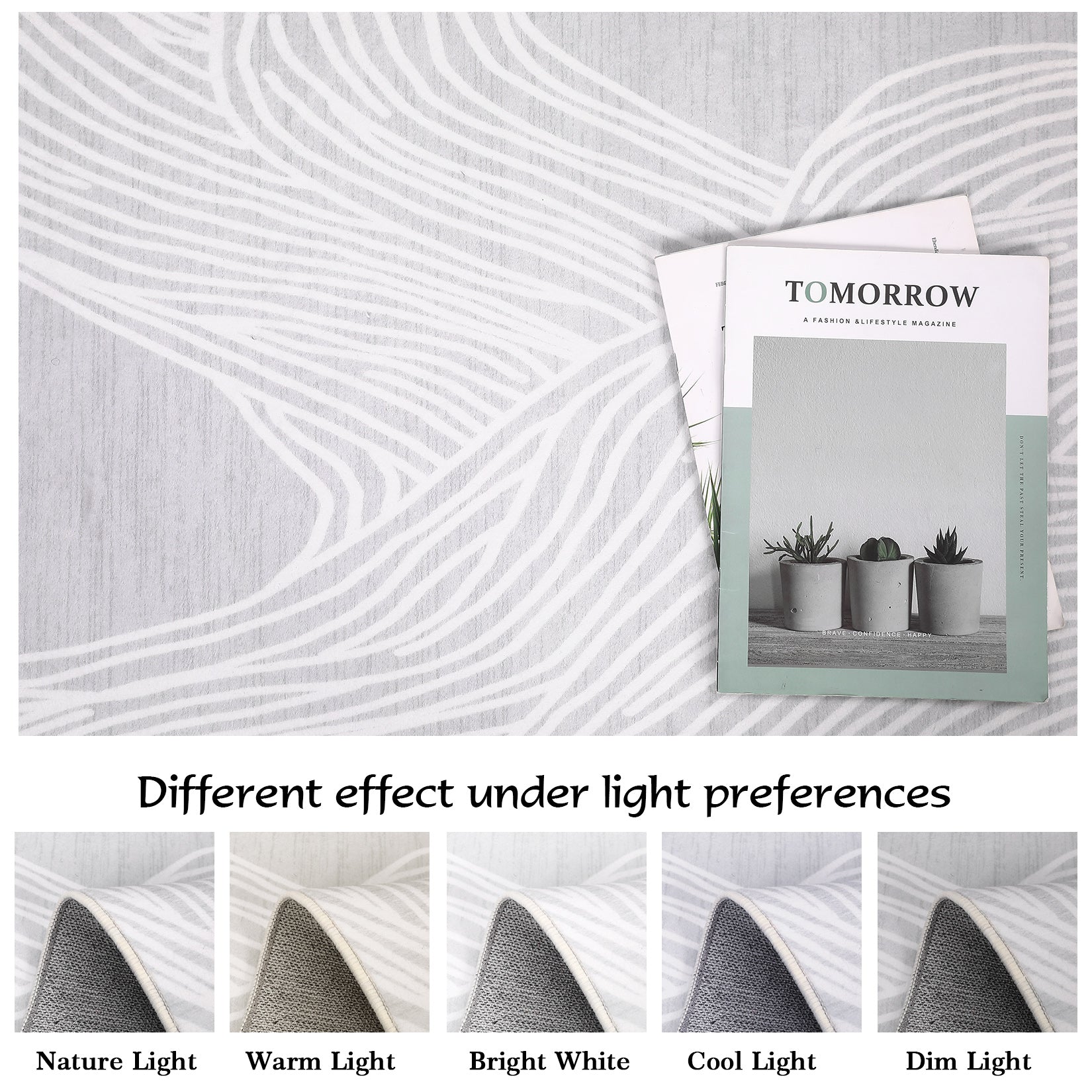 Garvee Modern Light Grey 9x12 Geometric Area Rug, Washable Non Slip Stain Resistant Carpet for Living Room Bedroom Office Dining