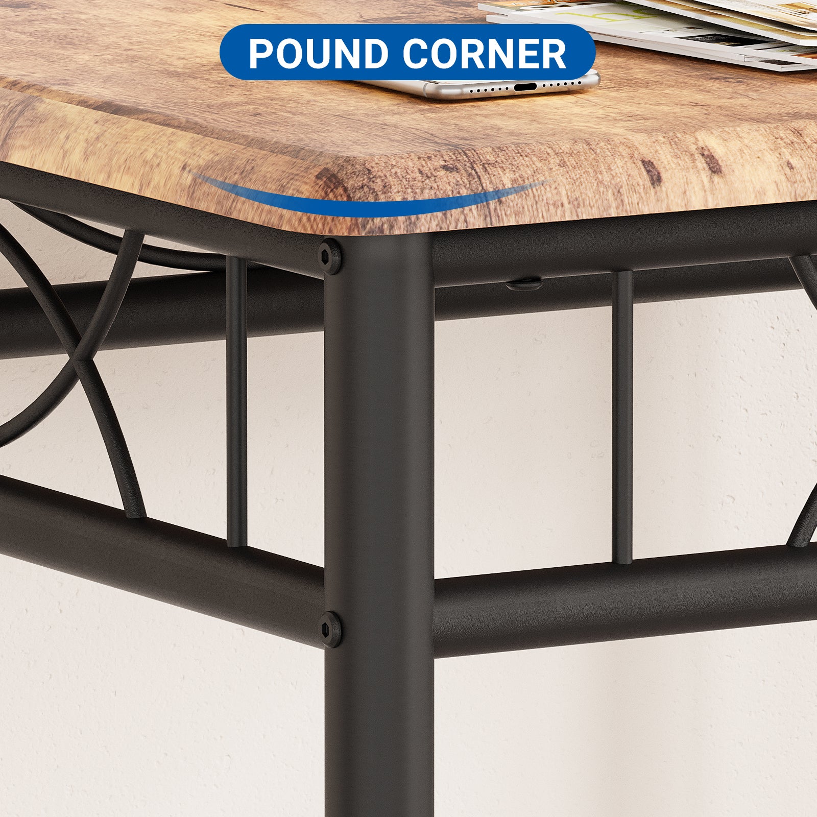 Garvee Dining Table Set for 2 with Cushioned Chairs, Space-Saving, Sturdy MDF & Steel, Easy Assembly, Rustic Brown, Ideal for Apartments