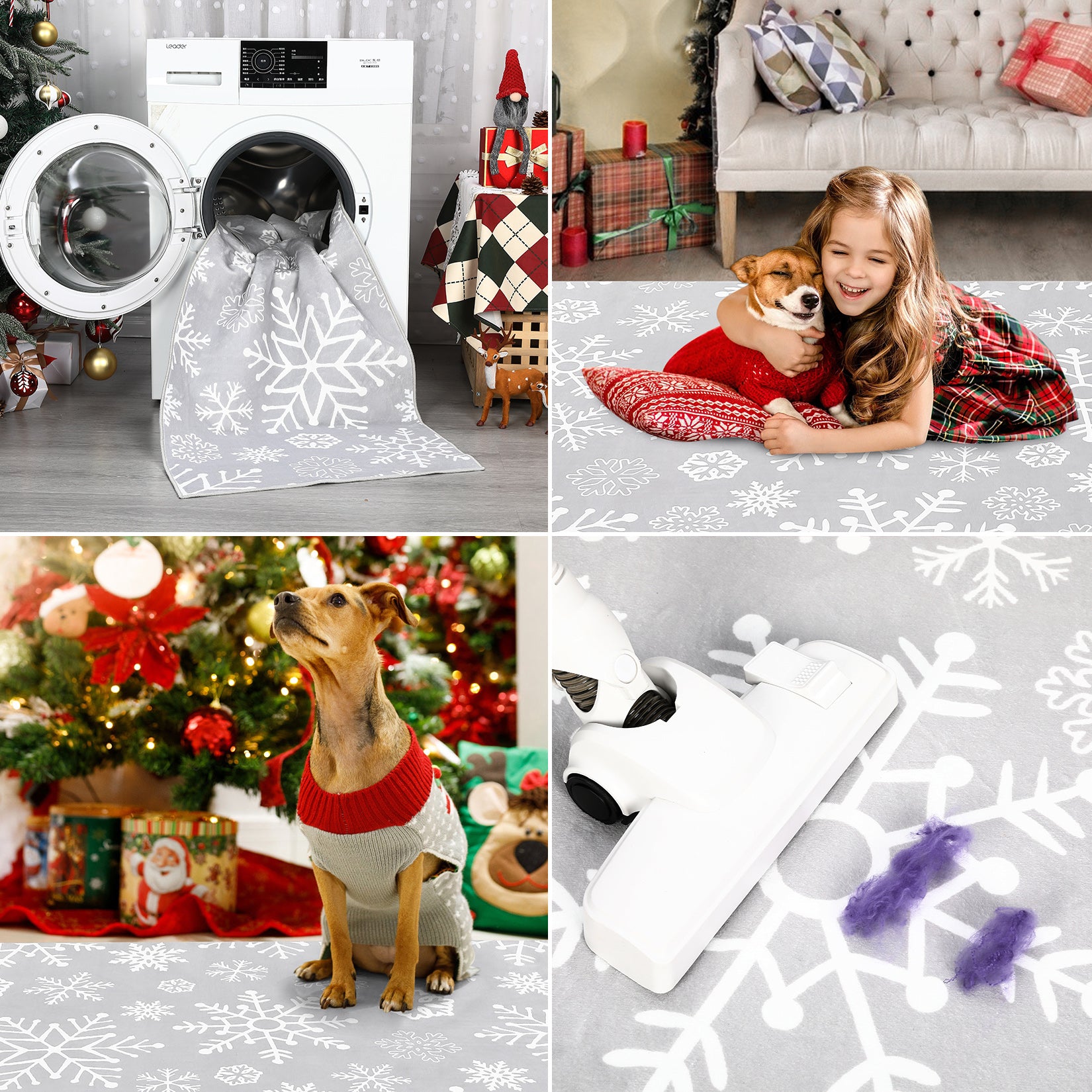 Garvee Christmas Runner Rug 2x10 Feet Xmas Snowflake Pattern Non-Slip Machine Washable Polyester Holiday Decorative Accent for Kitchen Bedroom Hallway