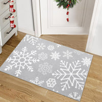 Garvee Christmas Door Mat 2x3 Mat Xmas Bathroom Rugs Non-Slip Kithcen Mat Washable Entryway Rug Small Dectorative Carpet Winter Doormat Rubber Back Snowflake Doormats for Indoor Outdoor 2'x3' Grey