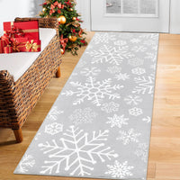 Garvee Wahabable Rug 2x6 Rug Runner Christmas Hallway Rug Gray Snowflake Xmas Runner Kitchen Rug Non Slip Bathroom Rug Modern Farmhouse Entryway Rug Soft Carpet for Bedroom Laundry 2'x6' Grey