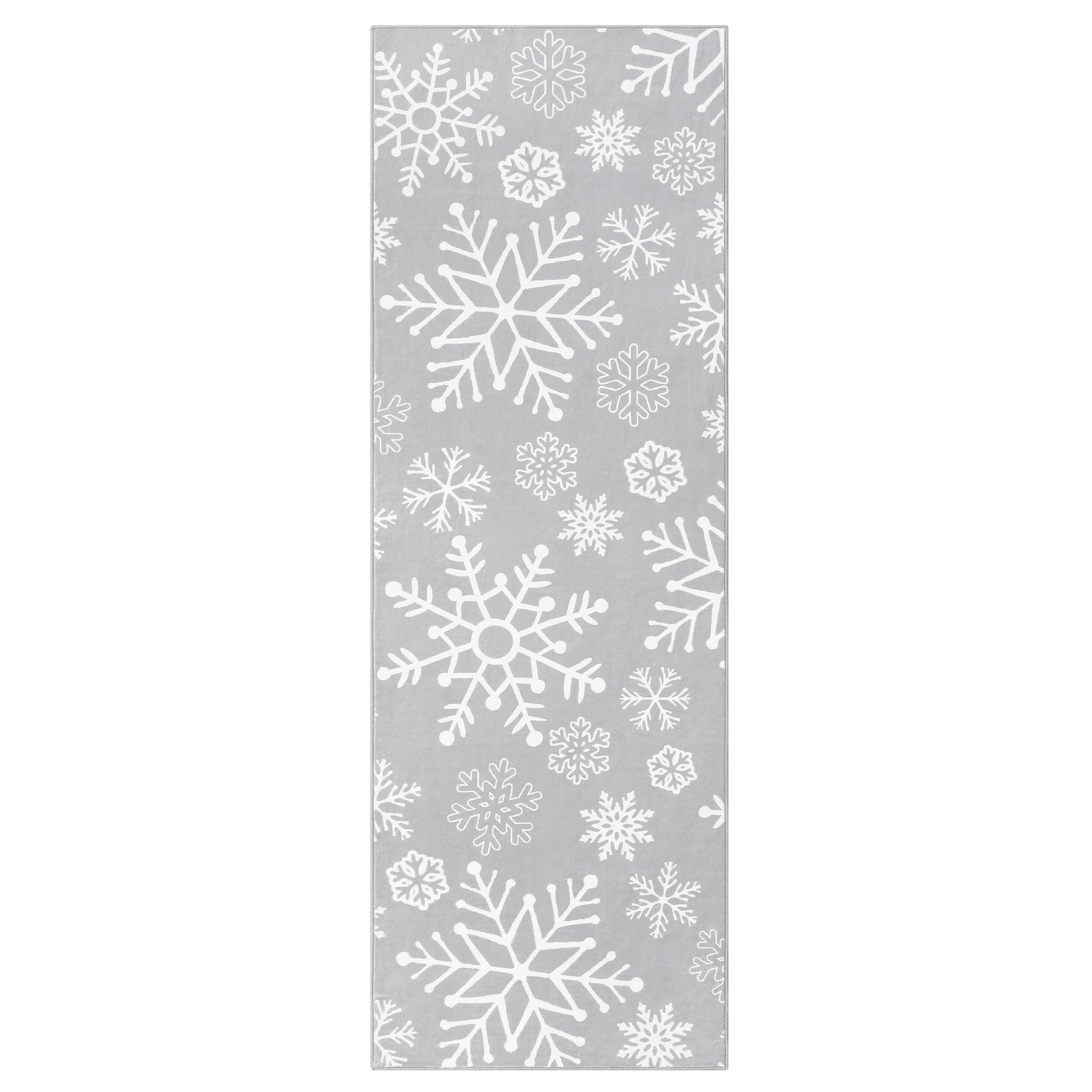 Garvee Christmas Runner Rug 2x10 Feet Xmas Snowflake Pattern Non-Slip Machine Washable Polyester Holiday Decorative Accent for Kitchen Bedroom Hallway