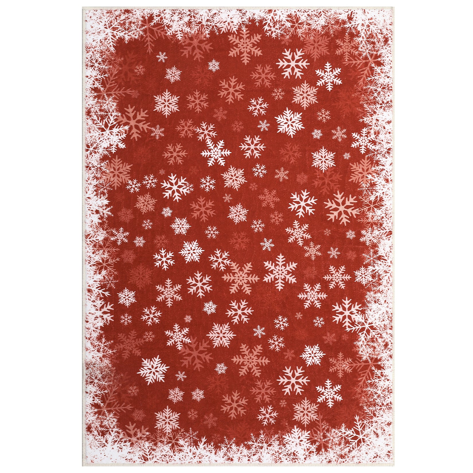 Garvee Area Rug 6x9 Christmas Printed Rug Washable Rugs Xmas Snowflake Decorative Rug for Living Room Bedroom Classroom Office Nursery Low Pile Neutral Soft Rug Non Slip Farmhouse Carpet Red
