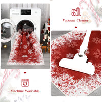 Garvee Area Rug 6x9 Christmas Printed Rug Washable Rugs Xmas Snowflake Decorative Rug for Living Room Bedroom Classroom Office Nursery Low Pile Neutral Soft Rug Non Slip Farmhouse Carpet Red
