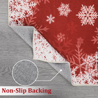 Garvee Area Rug 6x9 Christmas Printed Rug Washable Rugs Xmas Snowflake Decorative Rug for Living Room Bedroom Classroom Office Nursery Low Pile Neutral Soft Rug Non Slip Farmhouse Carpet Red