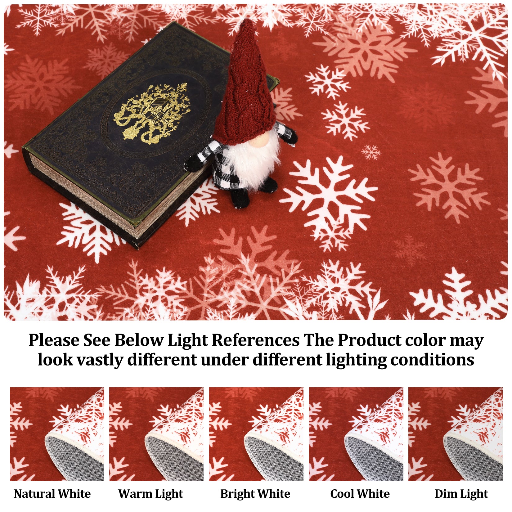 Garvee Area Rug 6x9 Christmas Printed Rug Washable Rugs Xmas Snowflake Decorative Rug for Living Room Bedroom Classroom Office Nursery Low Pile Neutral Soft Rug Non Slip Farmhouse Carpet Red