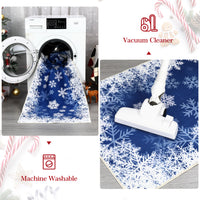 Garvee Christmas Area Rug 6x9 Snowflake Print Non-Slip Ultra Thin Stain Resistant Machine Washable Blue Living Room Decor