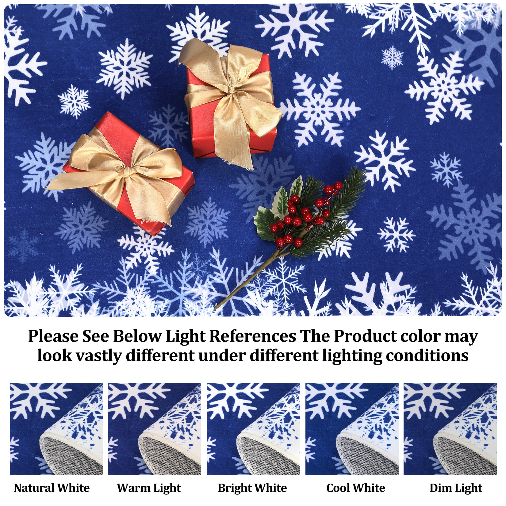 Garvee Christmas Area Rug 6x9 Snowflake Print Non-Slip Ultra Thin Stain Resistant Machine Washable Blue Living Room Decor