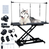 Garvee 48" Hydraulic Dog Grooming Table for Pet, Heavy Duty Structural Hydraulic Max Load 350Lbs Professional Pet Grooming Table with Adjustable Overhead Arm & Noose - Black