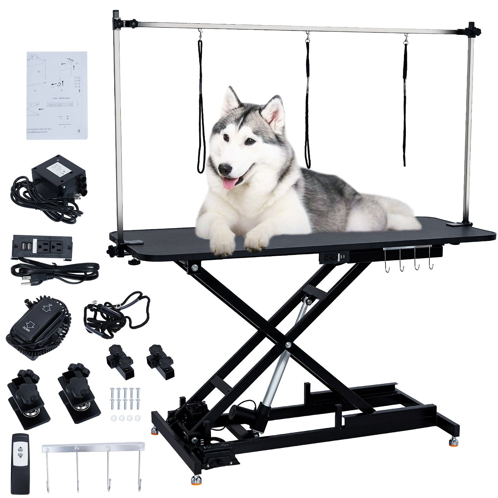 Garvee 48" Hydraulic Dog Grooming Table for Pet, Heavy Duty Structural Hydraulic Max Load 350Lbs Professional Pet Grooming Table with Adjustable Overhead Arm & Noose