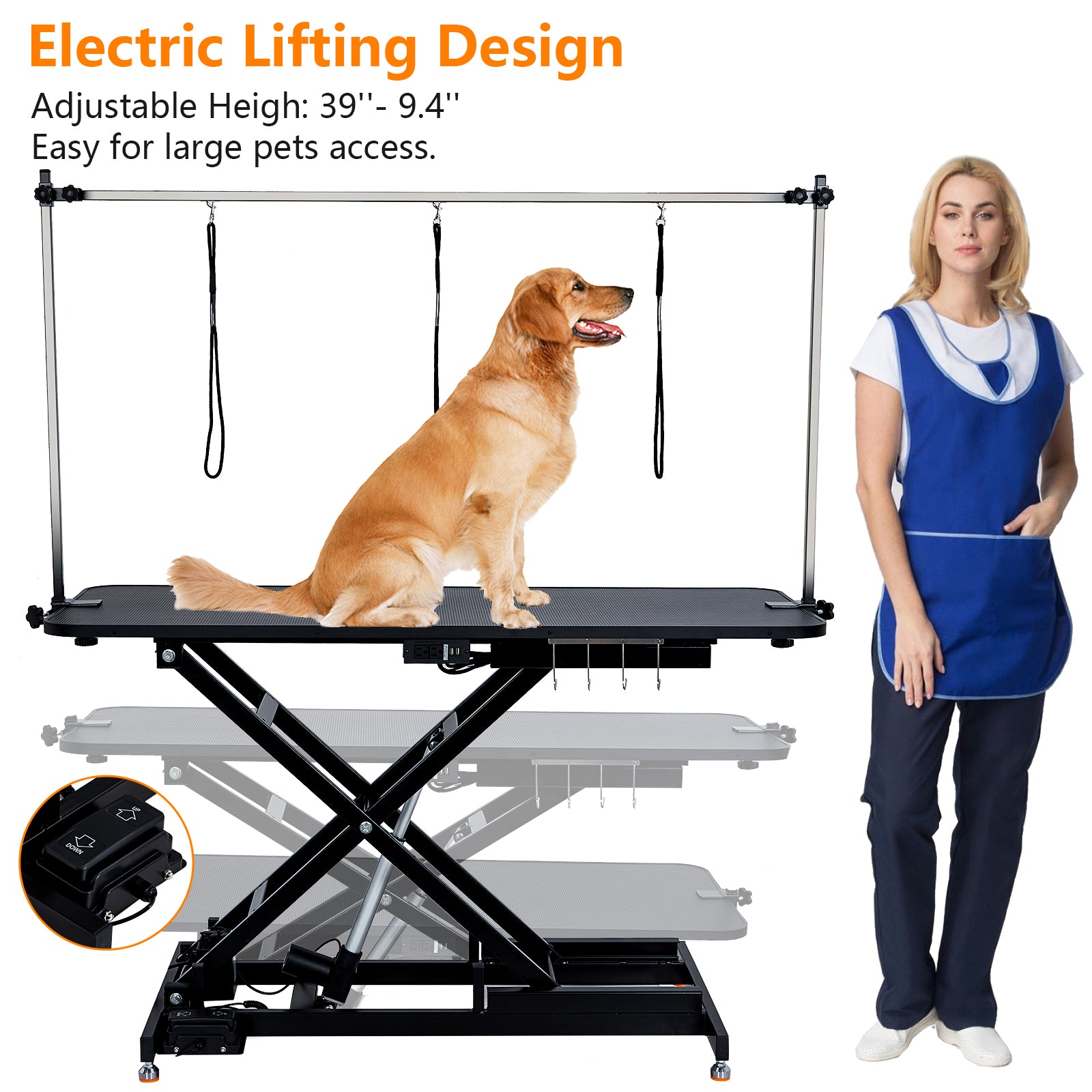 Garvee 48" Hydraulic Dog Grooming Table for Pet, Heavy Duty Structural Hydraulic Max Load 350Lbs Professional Pet Grooming Table with Adjustable Overhead Arm & Noose