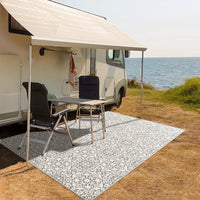 Garvee 8x10 Area Rug Indoor/Outdoor Area Rug Vintage Floral Area Rug Ultra-Thin Non Slip Floor Mat Easy-Cleaning Farmhouse Rug for Living Room Bedroom Backyard Patio Porch Outdoor Rug Grey