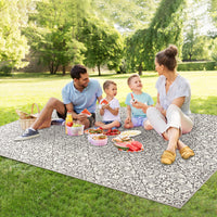 Garvee 8x10 Area Rug Indoor/Outdoor Area Rug Vintage Floral Area Rug Ultra-Thin Non Slip Floor Mat Easy-Cleaning Farmhouse Rug for Living Room Bedroom Backyard Patio Porch Outdoor Rug Grey