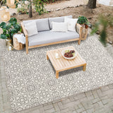 Garvee 8x10 Area Rug Indoor/Outdoor Area Rug Vintage Floral Area Rug Ultra-Thin Non Slip Floor Mat Easy-Cleaning Farmhouse Rug for Living Room Bedroom Backyard Patio Porch Outdoor Rug Grey - Gray