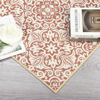 Garvee Indoor/Outdoor Area Rug 5x8 Moroccan Geometric Area Rug Non Slip Washable Rug Patio Rug Vintage Easy Clean Rustic Floor Carpet for Living Room Dining Room Kitchen Backyard Porch Rust