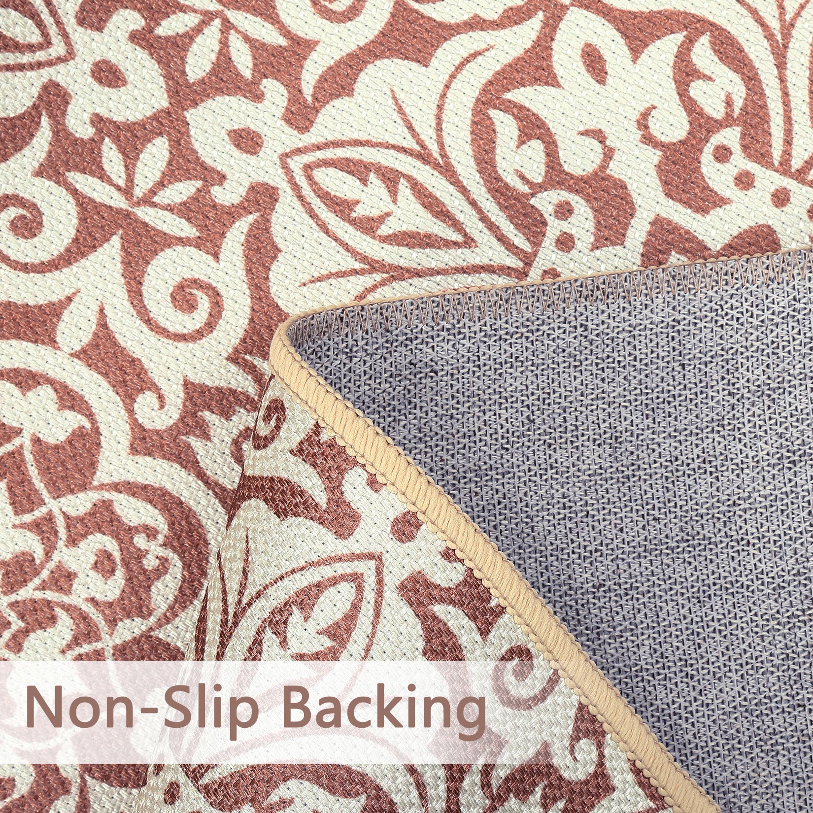 Garvee Indoor/Outdoor Area Rug 5x8 Moroccan Geometric Area Rug Non Slip Washable Rug Patio Rug Vintage Easy Clean Rustic Floor Carpet for Living Room Dining Room Kitchen Backyard Porch Rust