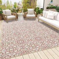 Garvee Indoor/Outdoor Area Rug 5x8 Moroccan Geometric Area Rug Non Slip Washable Rug Patio Rug Vintage Easy Clean Rustic Floor Carpet for Living Room Dining Room Kitchen Backyard Porch Rust