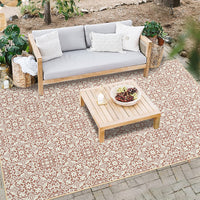 Garvee Indoor/Outdoor Area Rug 5x8 Moroccan Geometric Area Rug Non Slip Washable Rug Patio Rug Vintage Easy Clean Rustic Floor Carpet for Living Room Dining Room Kitchen Backyard Porch Rust