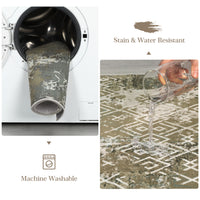 Garvee Large Area Rug 10x13 Abstract Rug Machine Washable Area Rug Non Slip Low Pile Rugs Lightweight Rug for Bedroom Living Room, Camel/Green