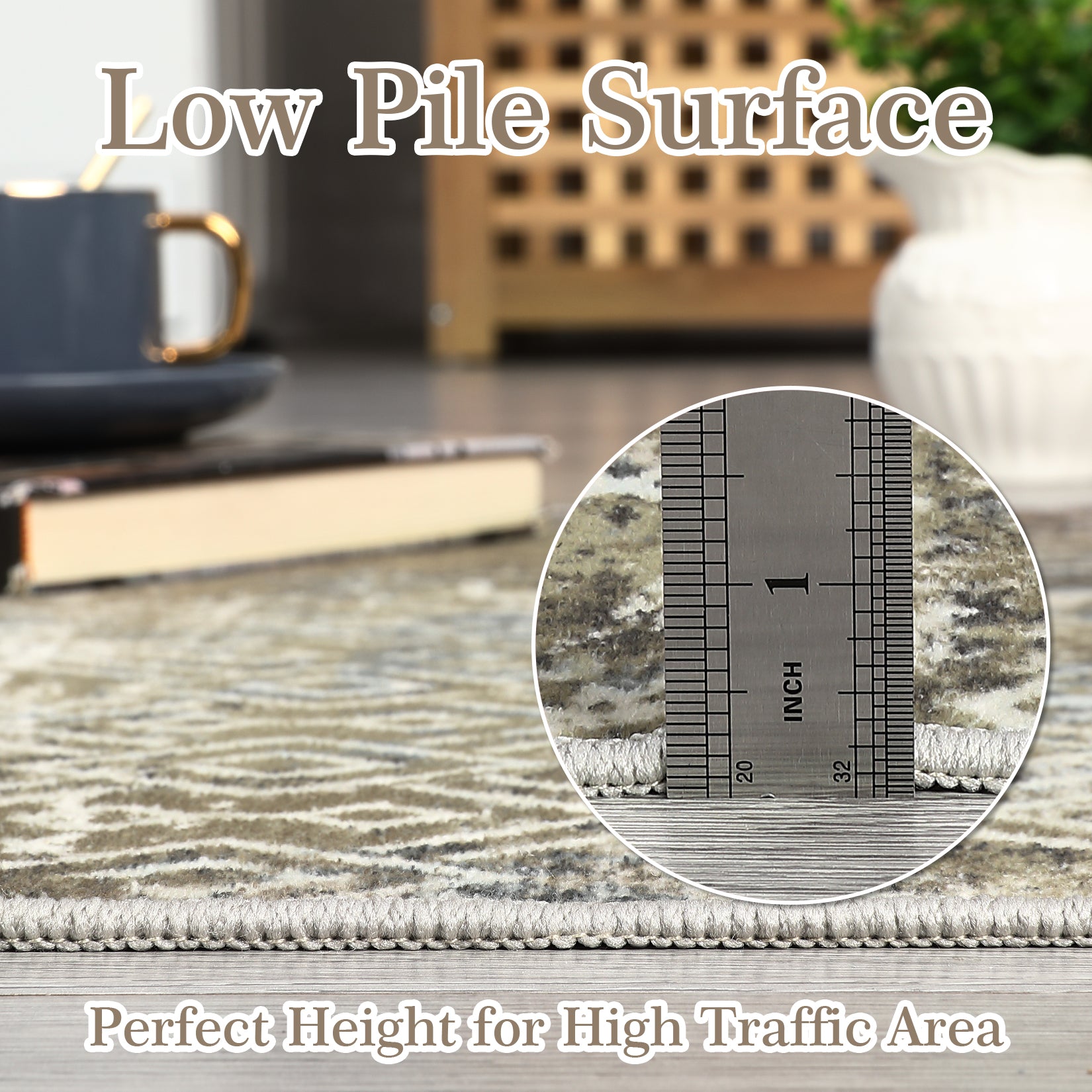 Garvee Large Area Rug 10x13 Abstract Rug Machine Washable Area Rug Non Slip Low Pile Rugs Lightweight Rug for Bedroom Living Room, Camel/Green