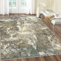 Garvee Large Area Rug 10x13 Abstract Rug Machine Washable Area Rug Non Slip Low Pile Rugs Lightweight Rug for Bedroom Living Room, Camel/Green