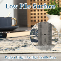 Garvee Large Area Rug 10x13 Abstract Rug Machine Washable Area Rug Non Slip Low Pile Rugs Lightweight Rug for Bedroom Living Room, Cream/Blue