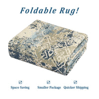 Garvee Large Area Rug 10x13 Abstract Rug Machine Washable Area Rug Non Slip Low Pile Rugs Lightweight Rug for Bedroom Living Room, Cream/Blue