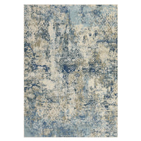 Garvee Large Area Rug 10x13 Abstract Rug Machine Washable Area Rug Non Slip Low Pile Rugs Lightweight Rug for Bedroom Living Room, Cream/Blue
