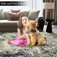 Garvee Large Area Rug 10x13 Abstract Rug Machine Washable Area Rug Non Slip Low Pile Rugs Lightweight Rug for Bedroom Living Room