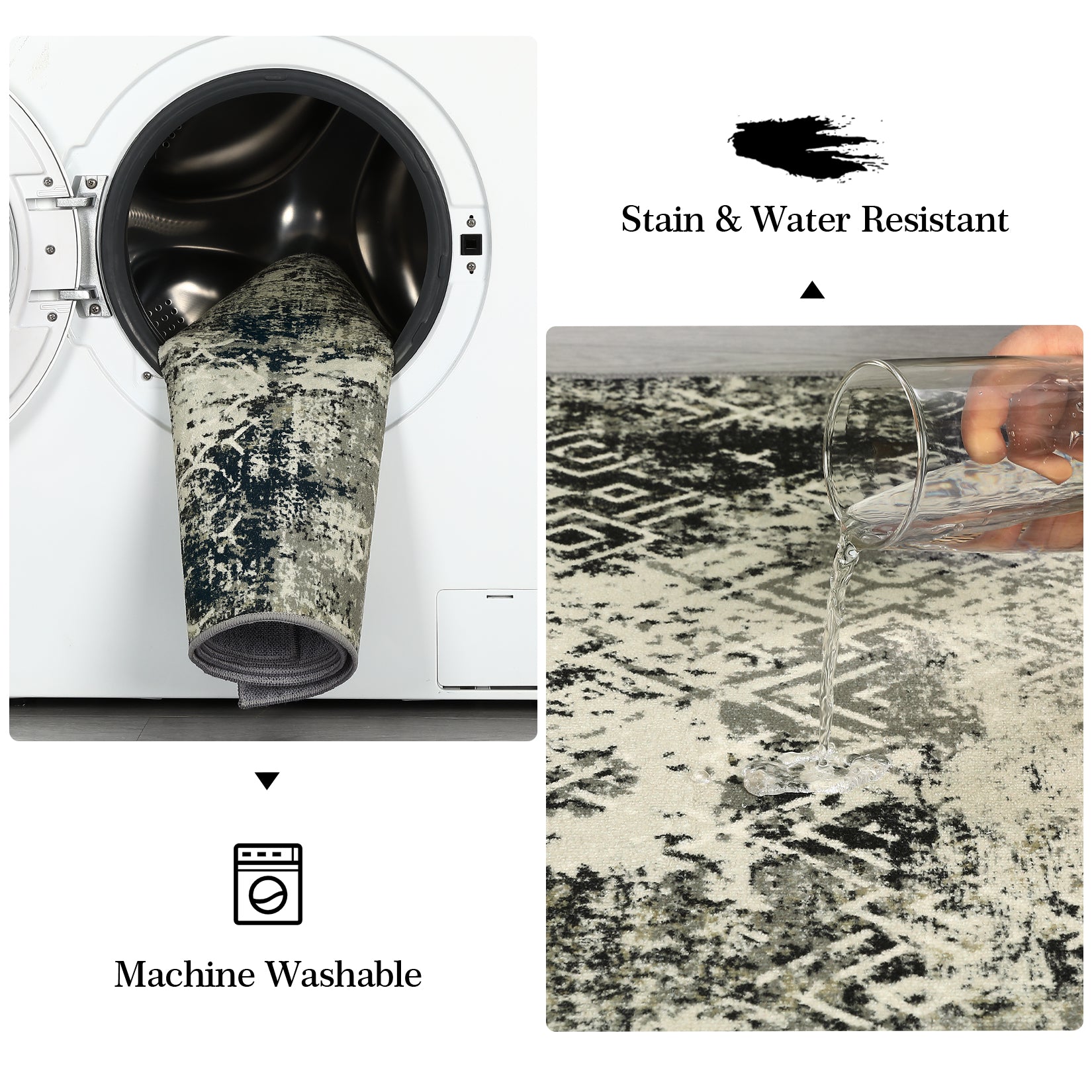 Garvee Large Area Rug 10x13 Abstract Rug Machine Washable Area Rug Non Slip Low Pile Rugs Lightweight Rug for Bedroom Living Room