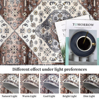 Garvee Rug 5x7 Living Room Rug Washable Rugs for Bedroom Ultra-Soft Indoor Kitchen Rug Vintage Floral Distressed Carpet Non Slip Backing Foldable Thin Rug for Dining Nursery Dorm Office Rust