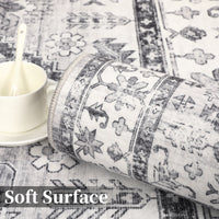 Garvee Washable Rug 8x10 Area Rugs for Living Room Vintage Large Area Rug Ultra-Soft Indoor Carpet Non Slip Foldable Thin Rug Oriental Distressed Throw Carpet for Bedroom Nursery Home Office Grey