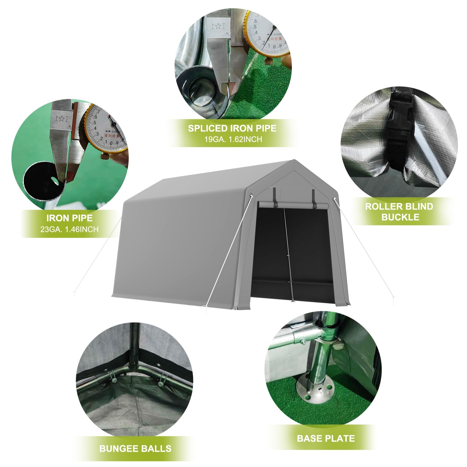 Garvee 7'x10' Portable Carport with Rolled-Up Zipper Door - Waterproof