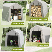 Garvee 10'x15' Portable Carport with Rolled-Up Zipper Door - Waterproof Garage for Motorcycle, Bike & Firewood Storage, Grey