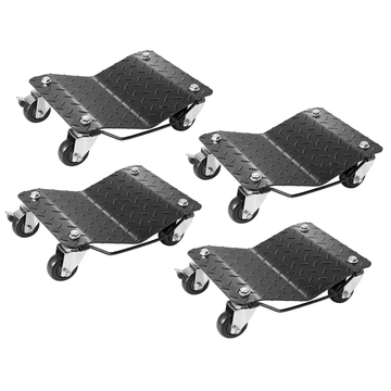 Garvee 4 Items 4 Tire Wheel Dolly Car, Premium Manganese Steel, 6000 Lbs Capacity, Heavy Duty, Antiskid & Recessed Design, 360° Rotatable Wheels, Black