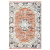 Garvee Large Area Rug 10x13 Washable Rug Vintage Floral Rug Non Slip Low Pile Distressed Rug Stain Resistant Rug Indoor Floor Cover for Living Room Bedroom Office, Orange