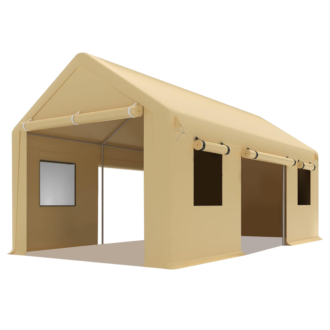 Garvee 10x20 Inch Carport Waterproof UV Resistant Roll-Up Mesh Window Heavy Duty Galvanized Steel Frame Portable Garage for Truck & Boat