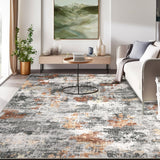 Garvee Modern Abstract 6x9 Living Room, Washable Rug Non-Slip Soft Bedroom Area Rug Faux Wool Floor Carpet Throw Rugs for Dining Room Nursery Playroom Indoor Office Home Decor, Grey/Rust - Gray/Rust