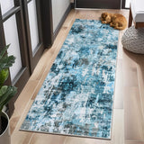 Garvee Runner Rug 2'x6' Hallway Rugs, Washable Abstract Hallway Runners for Kitchen Laundry Room, Ultra-Thin Soft Non-Slip Rug Runners for Entryway Bedroom, Blue - Blue