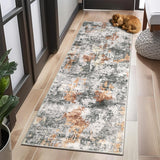 Garvee 2x6 Runner Rug, Modern Abstract Washable Non-Slip Rug for Entryway Kitchen Laundry Room, Grey/Rust, 2'x6' - Gray/Rust
