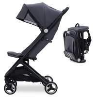 Garvee Lightweight Compact Stroller, One Hand Fold, Airplane Friendly, Reclining Seat, Canopy, Smooth Suspension, Travel Ready, Pink, Ideal for Travel - Gray