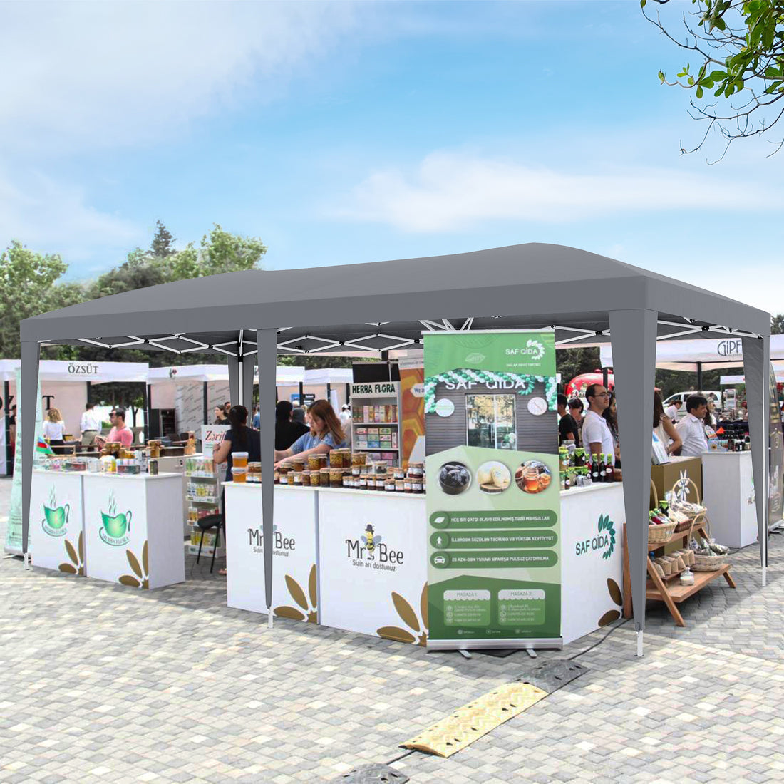 Garvee 10'x20' Outdoor Pop-Up Canopy Tent Waterproof, UV Protection, Adjustable Height, Removable Sidewalls, Easy Assembly for Parties & Events