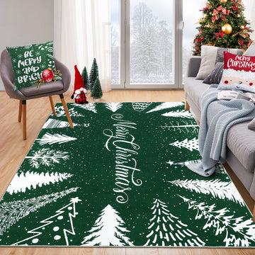 Garvee Christmas Rug Washable Area Rugs 5x7 Rug for Living Room Non Slip Soft Non Shedding Throw Rugs Stain Resistant Room Decor Carpet for Dining Room Green 5'x7'