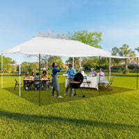 Garvee 10x20 Pop Up Canopy Tent with Awning, 10x20 Tents with 5 Removable Sidewalls, Commercial Heavy Duty Canopy Tents for Parties with Roller Bag, Upgraded Thickened Legs, 6 Sand Bags, White