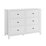Garvee White Dresser for Bedroom, 6 Chest of Drawer Dresser for 48 inch TV, Modern Wood Organizer TV Stand for Living Room, Closet Storage, Entryway, Kids Bedroom - White