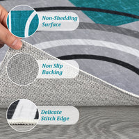 Garvee Modern Turquoise 8x10 Geometric Washable Rug, Non Slip Low Pile Stain Resistant Carpet for Living Room