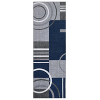 Garvee Modern Navy Blue 2x6 Geometric Washable Rug, Non Slip Low Pile Stain Resistant Carpet for Living Room & Bedroom